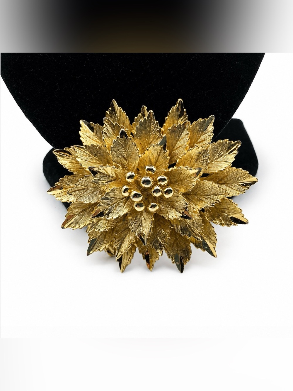 Coro Brushed Metal Floral Brooch Vintage
